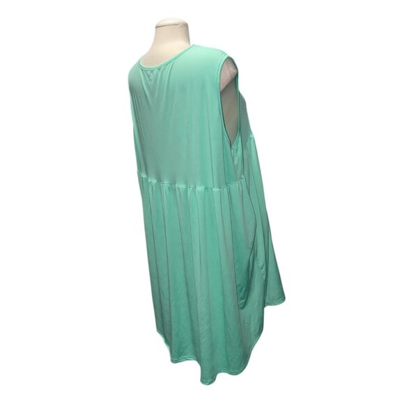 Sleeveless Mint Green Loose-Fit Tunic Dress With Pockets For Women Sz 2XL-3XL - Picture 3 of 9